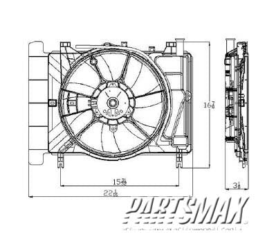 3115 | 2007-2012 TOYOTA YARIS Radiator cooling fan assy Sedan; Motor/Blade/Shroud Assy; see notes | TO3115145|1671121110-PFM