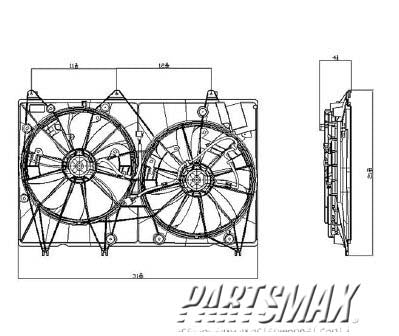 3115 | 2008-2010 TOYOTA HIGHLANDER Radiator cooling fan assy 3.5L; Japan Built; w/o Towing Pkg; Motor/Blade/Shroud Assy; see notes | TO3115155|1671131360-PFM