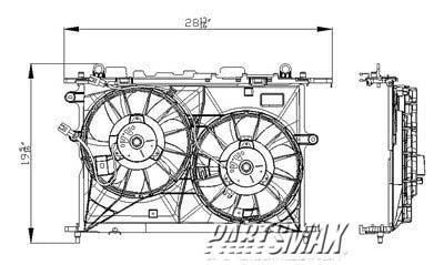 3115 | 2009-2013 TOYOTA MATRIX Radiator cooling fan assy Motor/Blade/Shroud Dual Fan Assy; see notes | TO3115157|163630H210-PFM