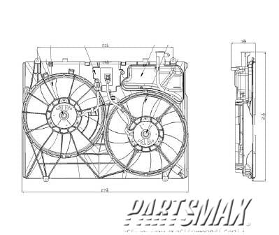 3115 | 2007-2010 TOYOTA SIENNA Radiator cooling fan assy 3.5L; Motor/Blade/Shroud Dual Fan Assy; see notes | TO3115158|163630P110-PFM