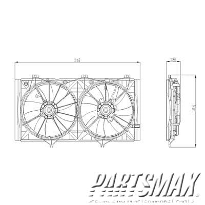 3115 | 2009-2015 TOYOTA VENZA Radiator cooling fan assy 4 Cyl; A/T; w/o Towing Pkg; Motor/Blade/Shroud Dual Fan Assy; see notes | TO3115164|163630H070-PFM