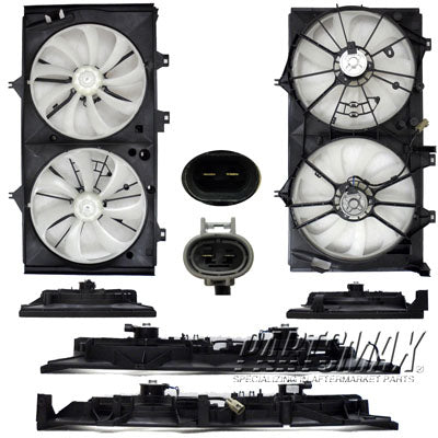 2880 | 2012-2012 TOYOTA CAMRY Radiator cooling fan assy 2.5L; Motor/Blade/Shroud Dual Fan Assy; see notes | TO3115169|167110V100-PFM