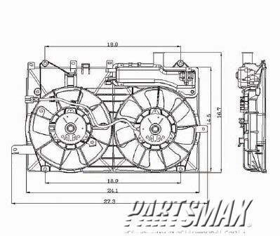 3117 | 2004-2009 TOYOTA PRIUS Radiator fan/motor assembly Motor/Blade/Shroud Dual Fan Assy; see notes | TO3117100|1636321040-PFM