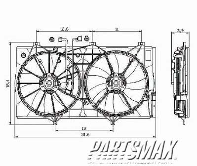 3117 | 2005-2012 TOYOTA AVALON Radiator fan/motor assembly Motor/Blade/Shroud Dual Fan Assy; see notes | TO3117101|16711AD010-PFM