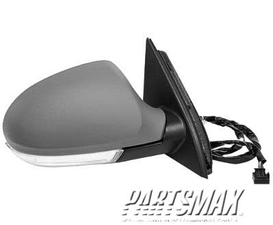 1710 | 2006-2007 VOLKSWAGEN PASSAT RT Mirror outside rear view Power; Heated; w/Memory; w/Turn Signal; w/o Auto Dimming PTM; see notes | VW1321125|3C1857508CQ9B9-PFM