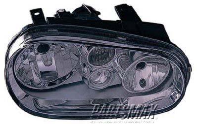 2502 | 1999-2002 VOLKSWAGEN GOLF LT Headlamp assy composite Type 4; w/o fog lamps; w/bright bezel | VW2502113|1J0941017B