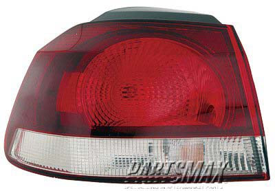 2804 | 2010-2014 VOLKSWAGEN GOLF LT Taillamp assy outer w/o LED Lamps; Hella Brand; Lens/Housing Only | VW2804106|5K0945095G