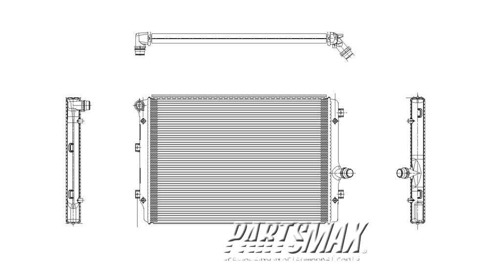 3010 | 2010-2014 VOLKSWAGEN GOLF Radiator assembly 2.0L; H/B; Gas Eng | VW3010149|1K0121251AB