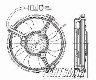 2880 | 2001-2005 VOLKSWAGEN PASSAT Radiator cooling fan assy auxillary fan; except 4.0L W8 engine; late design; replaces Gates & Valeo | VW3115105|8D0959455R